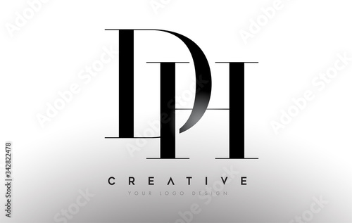 DH hd letter design logo logotype icon concept with serif font and classic elegant style look vector