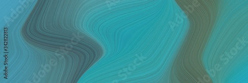 abstract dynamic banner with blue chill, dark slate gray and light sea green colors. fluid curved flowing waves and curves