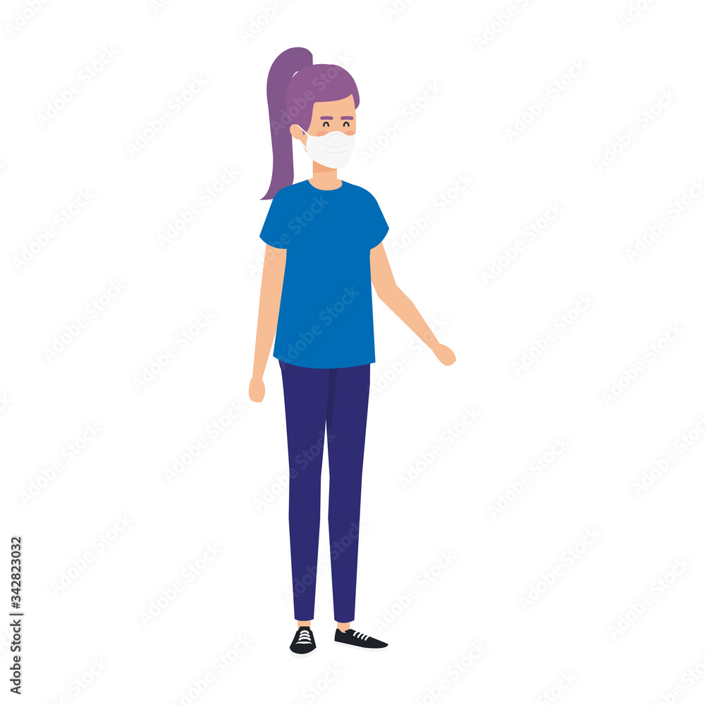 young woman using face mask isolated icon vector illustration design young woman using face mask isolated icon vector illustration design