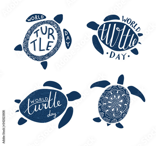 World turtle day stickers set