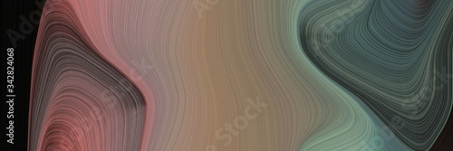 abstract modern horizontal header with dim gray, pastel brown and very dark green colors. fluid curved flowing waves and curves