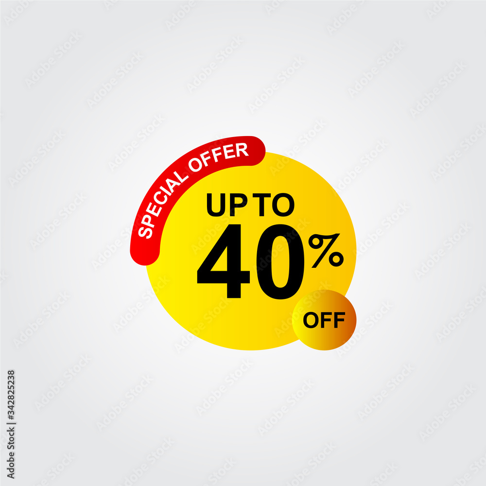 Discount Up to 40% off Special Offer Logo Vector Template Design Illustration Discount Up to 40% off Special Offer Logo Vector Template Design Illustration