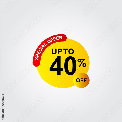 Discount Up to 40% off Special Offer Logo Vector Template Design Illustration
