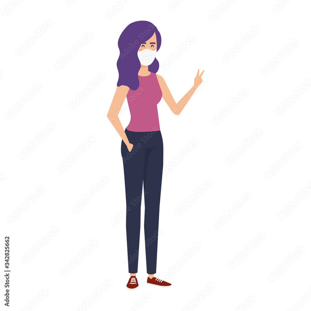 young woman using face mask isolated icon vector illustration design young woman using face mask isolated icon vector illustration design