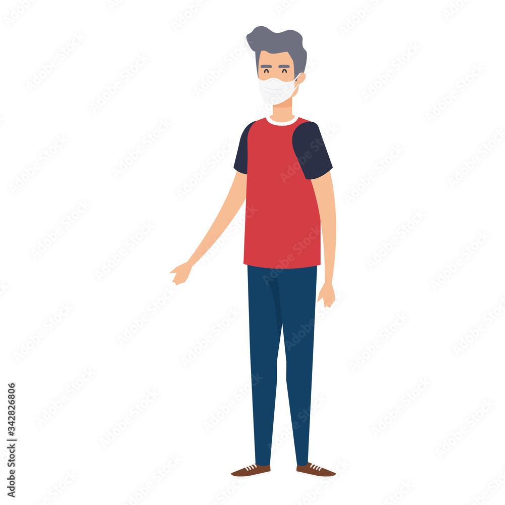 young man using face mask isolated icon vector illustration design young man using face mask isolated icon vector illustration design