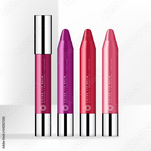 Vector Trendy Color Lip Balm Pen with Gloss Silver Cap