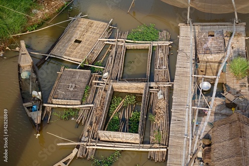 Bamboo fish pens in Cambodia