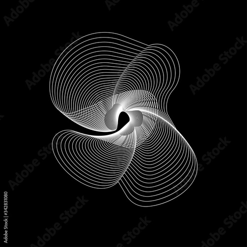White abstract shape on black background