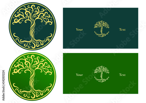 Abstract vibrant tree logo design, root vector - Tree of life logo design inspiration