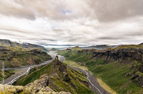 Breathtaking view from a hill next to Eyjafjallajokull (Iceland)
