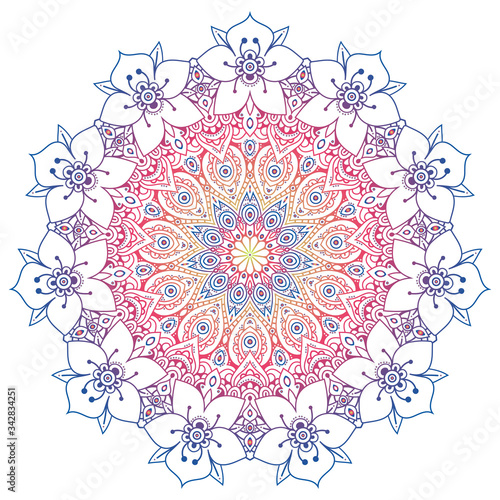 Vector round abstract circle. Mandala style. Decorative element, colored circular design element.