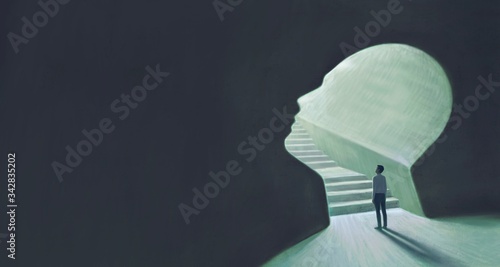 Success and ambition concept, surreal painting