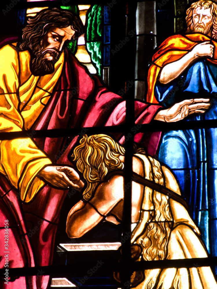 Fototapeta premium church, glass, window, stained, stained glass, religion, christ, religious, catholic, art, faith, saint, bible, angel, colorful, architecture, cathedral, stained glass window, holy, old, easter, god, 