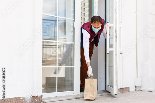 Grocery delivery service for elderly in quarantine at Covid-19 Coronavirus epidemic