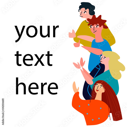 Gratitude and admiration concept. Success and acclaim concept. Applauding people vector illustration with place for you text. Flat design