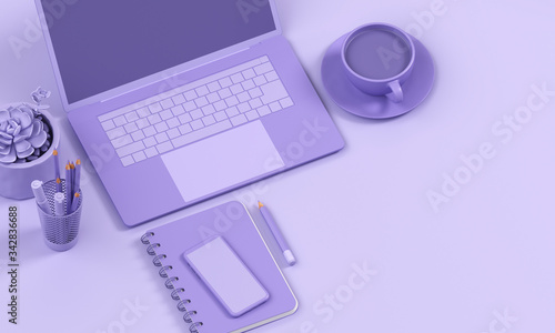 mock up laptop and notebook minimal background 3d render 