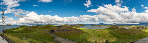 Myvatn pseudocraters in northern Iceland (panorama)