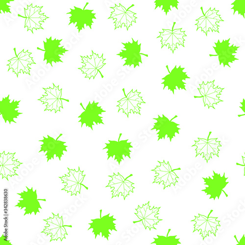 Green maple leaves pattern. Seamless vector illustration. Ideal for packaging eco-friendly products  scrapbooking  eco-style party design 