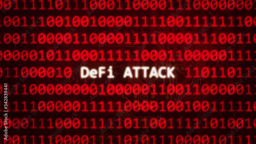 DeFi Attack - decentralized finance protocol smart contract under attack conceptual illustration DeFi Attack - decentralized finance protocol smart contract under attack conceptual illustration