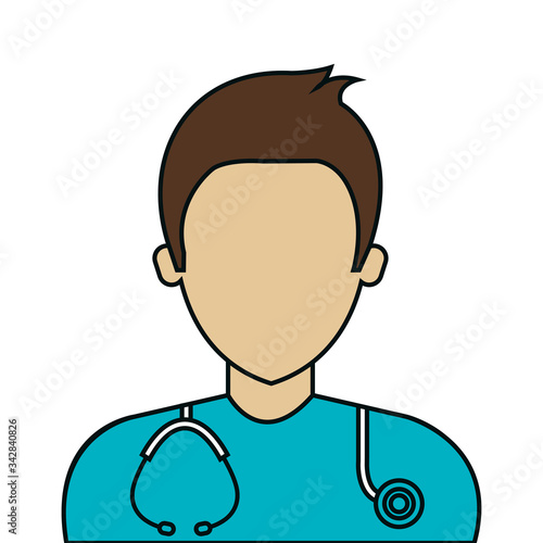 male paramedic with stethoscope avatar isolated icon vector illustration design