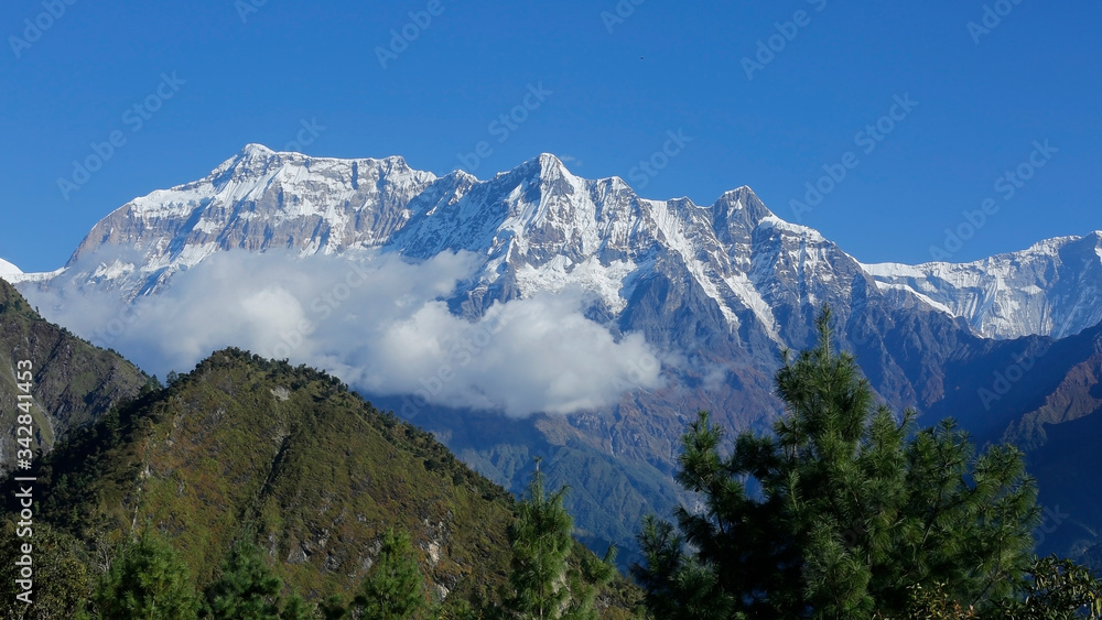 Landscape view of Annapurna Himalaya Nepal