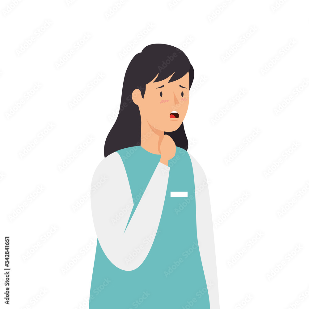 female paramedic with sore throat isolated icon vector illustration design female paramedic with sore throat isolated icon vector illustration design