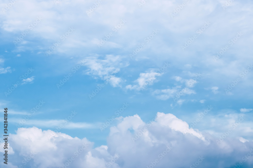 Bright blue sky with fluffy white clouds. Clearing day and Good weather. Blue sky background. Bright blue sky with fluffy white clouds. Clearing day and Good weather. Blue sky background.