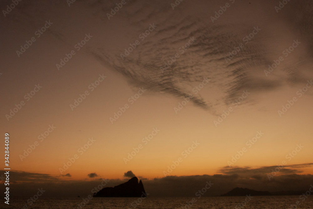 Sunrise view of Kicker Rock and Cerro Brujo