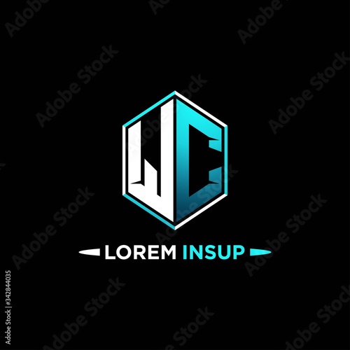 WC initial hexagon logo monogram designs modern templates .