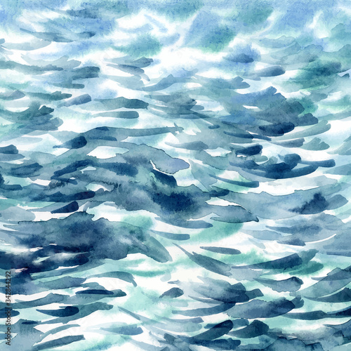 Sea water texture, abstract watercolor background