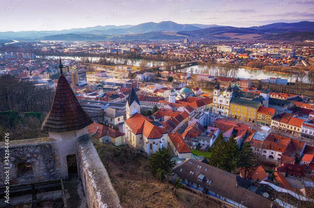 Trencin city rampart top view, Slovakia