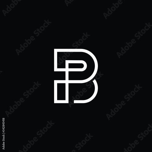 Minimal elegant monogram art logo. Outstanding professional trendy awesome artistic B BP PB initial based Alphabet icon logo. Premium Business logo White color on black background