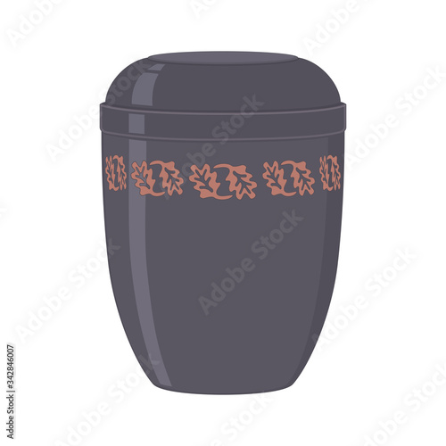 Urn for ashes. Symbols for the funeral service. Vector illustration.