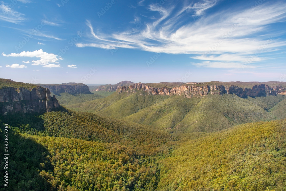 Grose Valley views from Govetts Leap Lookout, Blue Mountains National Park, New South Wales, Australia