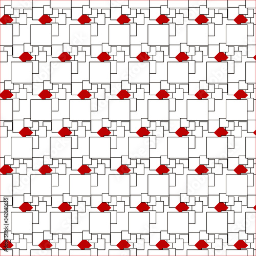 Patrón de cuadrados blancos y círculos rojos