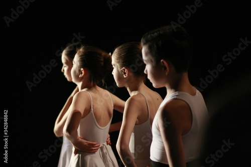 Dancers ballet backstage are waiting for performance