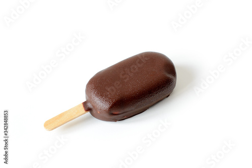 Chocolate popsicle ice cream isolated on white background
