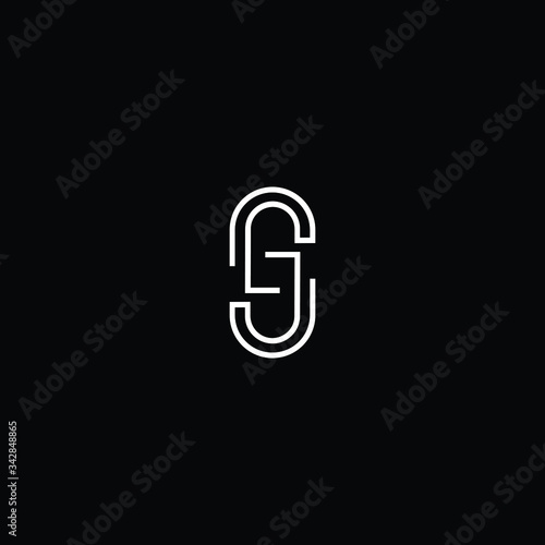 Minimal elegant monogram art logo. Outstanding professional trendy awesome artistic S SS SJ JS initial based Alphabet icon logo. Premium Business logo White color on black background