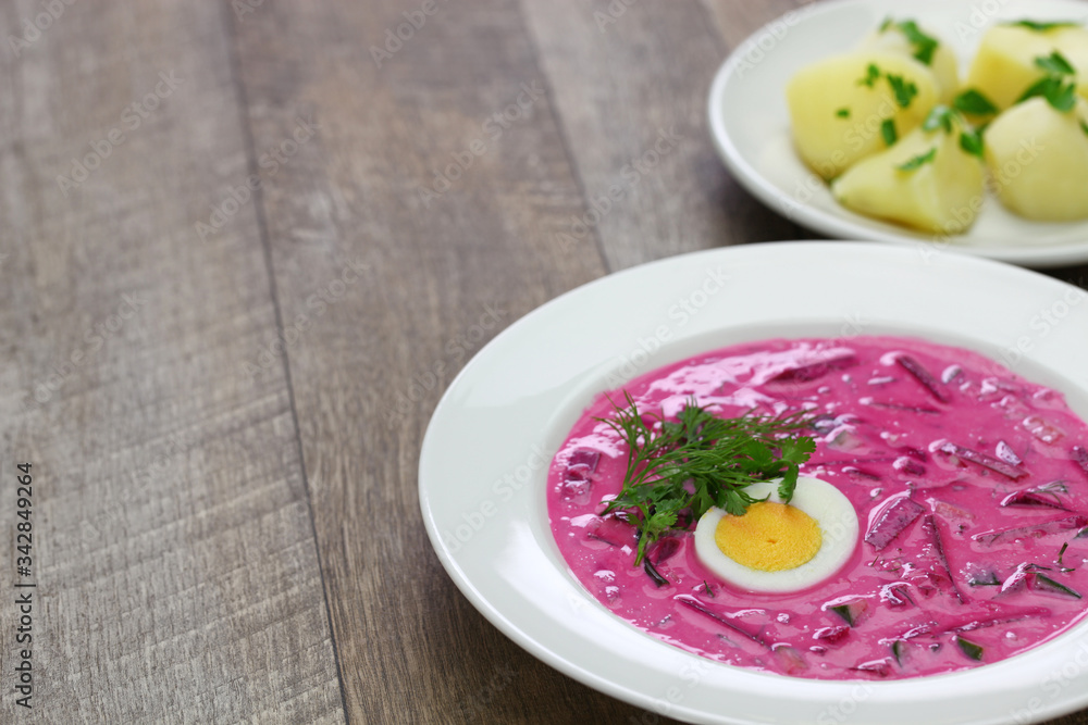 saltibarscai, cold beet soup with kefir,  lithuanian borscht