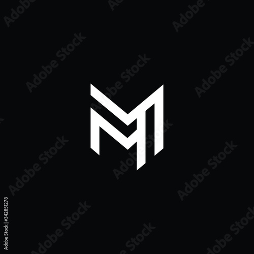 Minimal elegant monogram art logo. Outstanding professional trendy awesome artistic M MM MP PM initial based Alphabet icon logo. Premium Business logo White color on black background