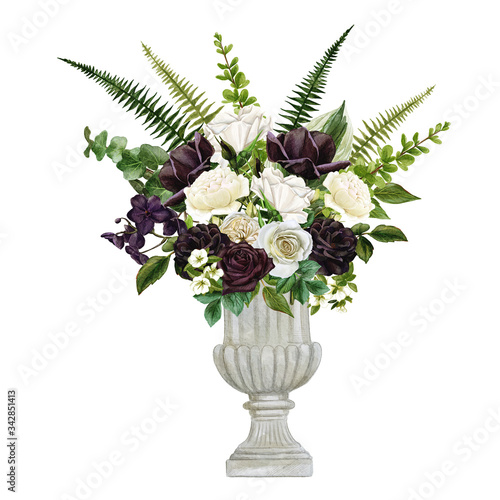 Fototapeta Naklejka Na Ścianę i Meble -  Memorial vase decorated with lush floral composition