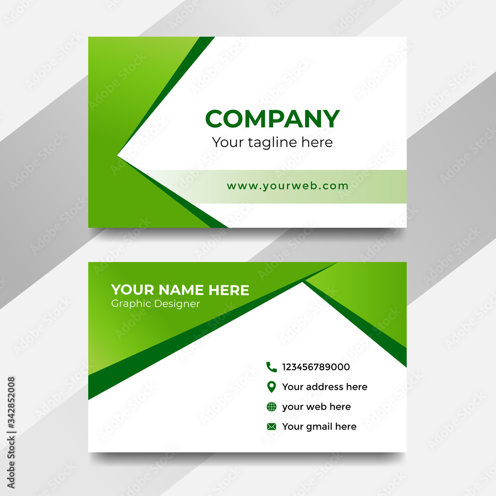 White and green abstract modern business card design template White and green abstract modern business card design template