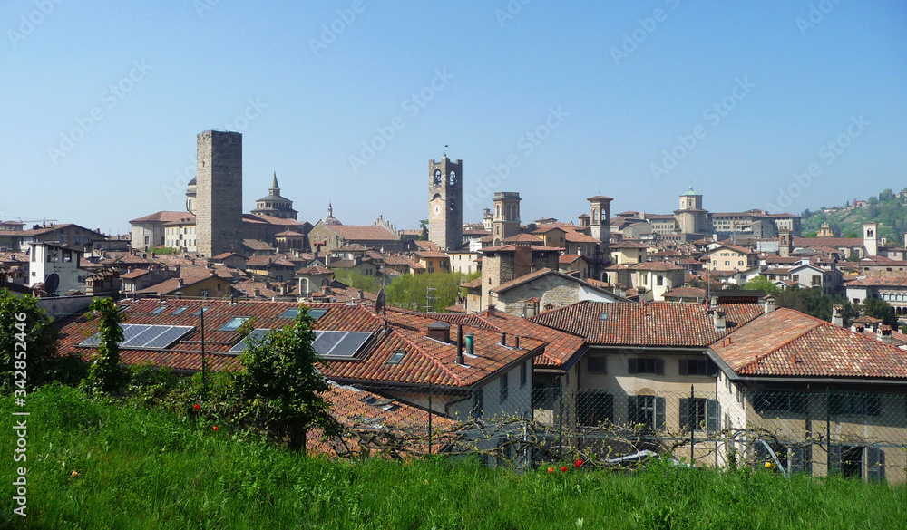 View of the historic city center of Bergamo. Italy.