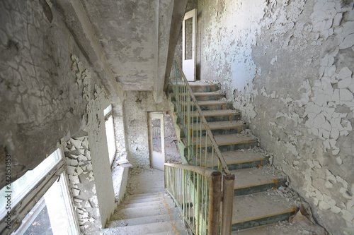 Staircase of abandoned hotel in Pripyat