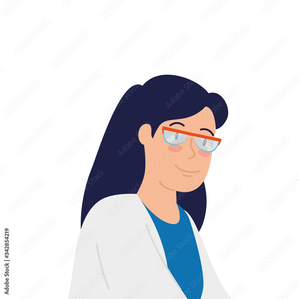face of doctor female with eyeglasses isolated icon vector illustration design