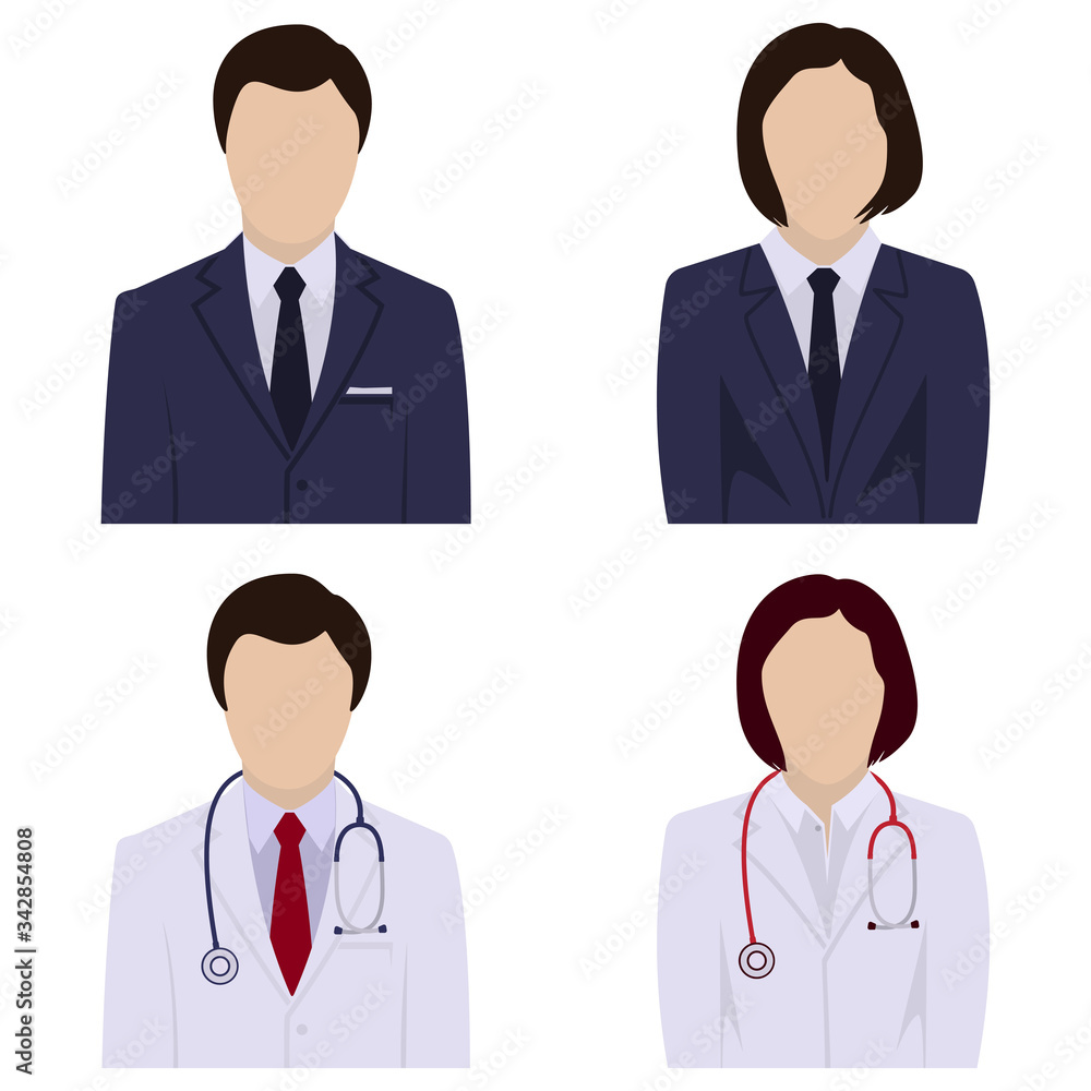 Faceless male and female avatars, icon set. Vector illustration. Faceless male and female avatars, icon set. Vector illustration.