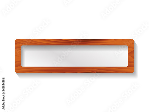 Brown wooden frame isolated on a white background. Vector stock illustration for card or banner