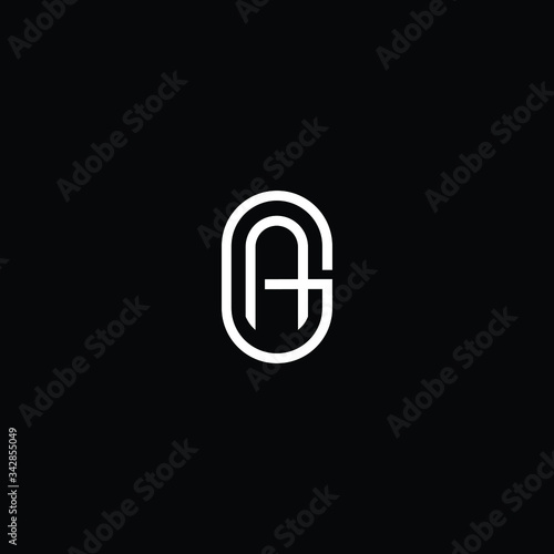 Minimal elegant monogram art logo. Outstanding professional trendy awesome artistic AG GA initial based Alphabet icon logo. Premium Business logo White color on black background