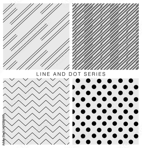Vector set of four patterns. Modern stylish texture. Repeating geometric tiles with dots.