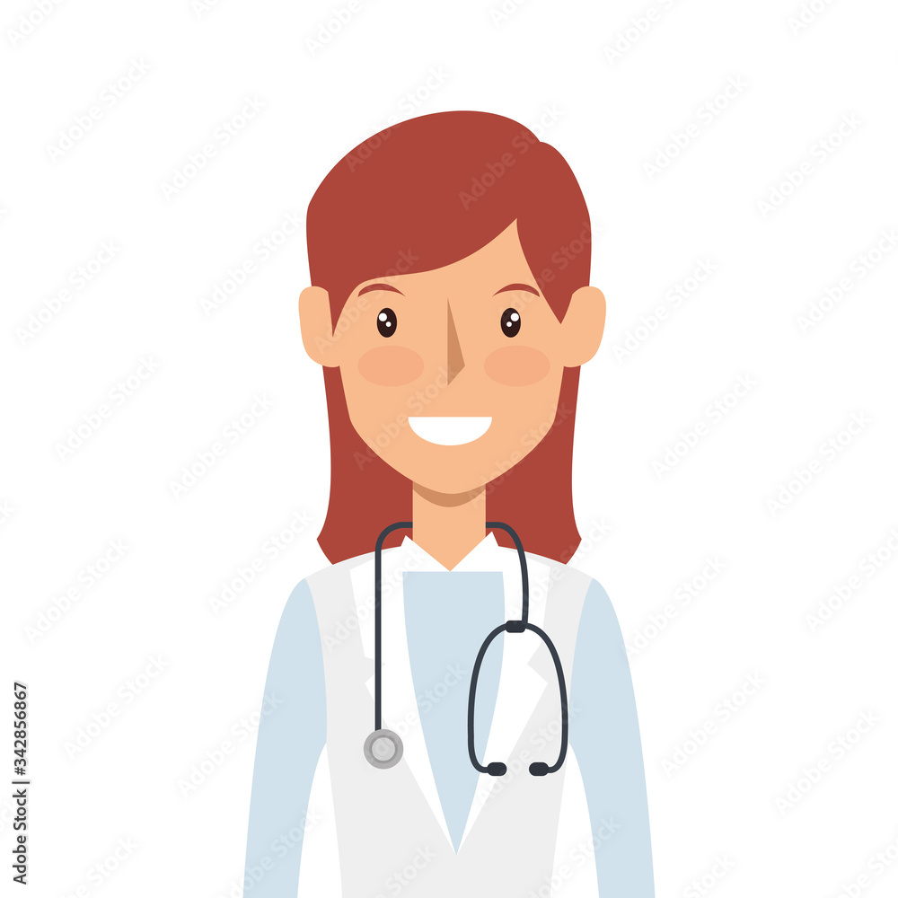 doctor female with stethoscope isolated icon vector illustration design